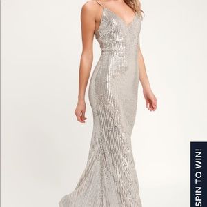 Lulu’s Moonlight Silver Sequin Maxi Dress